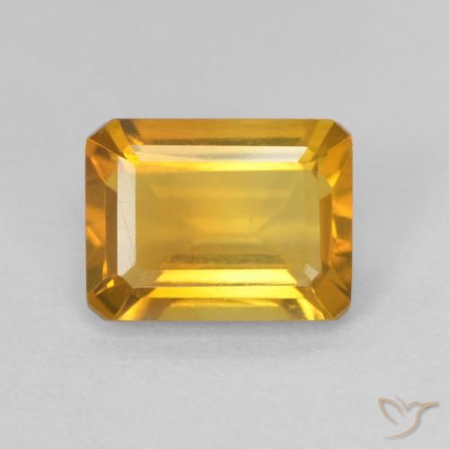 1.40ct Natural Dourado Escuro Citrino, Corte Esmeralda, VVS