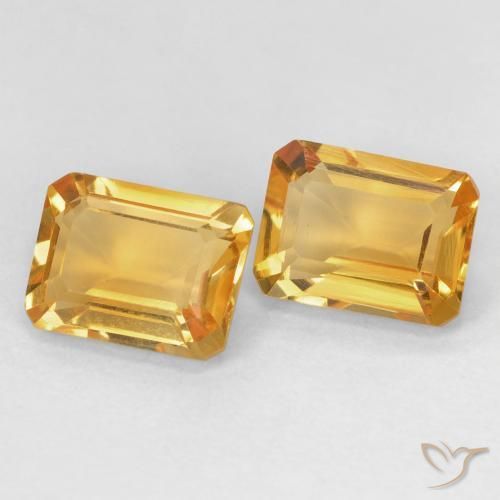 Pedras preciosas de Citrino Medium Light Orange-Gold natural de 2.82 ct, Corte Octógono / Esmeralda, VVS
