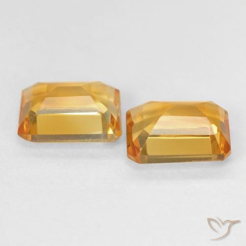 Pedras preciosas de Citrino Medium Light Orange-Gold natural de 2.82 ct, Corte Octógono / Esmeralda, VVS