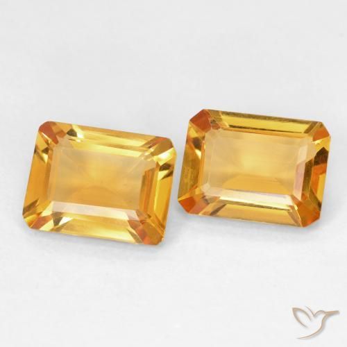 Pedras preciosas de Citrino Medium Light Orange-Gold natural de 2.58 ct, Corte Octógono / Esmeralda, VVS