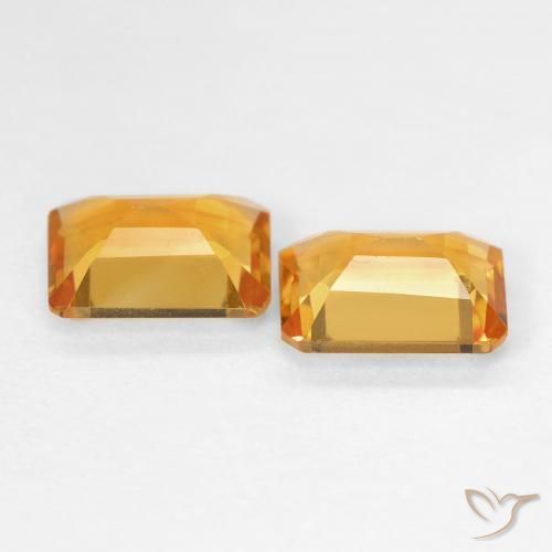 Pedras preciosas de Citrino Medium Light Orange-Gold natural de 2.58 ct, Corte Octógono / Esmeralda, VVS