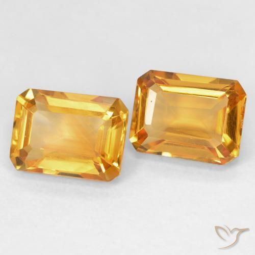 Pedras preciosas de Citrino Medium Light Orange-Gold natural de 3.17 ct, Corte Octógono / Esmeralda, VVS
