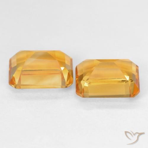 Pedras preciosas de Citrino Medium Light Orange-Gold natural de 3.17 ct, Corte Octógono / Esmeralda, VVS