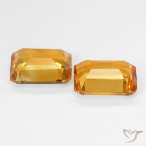 Pedras preciosas de Citrino Medium Light Orange-Gold natural de 2.91 ct, Corte Octógono / Esmeralda, VVS