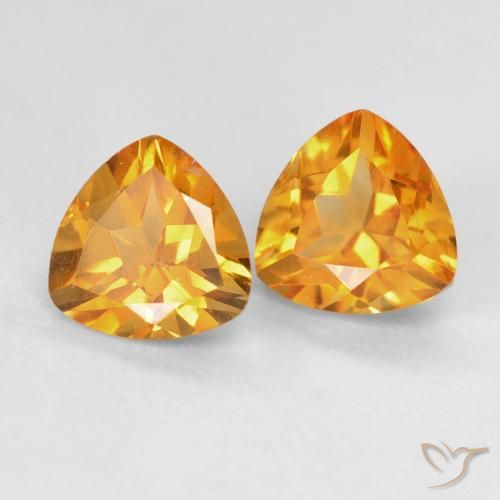 Pedras preciosas de Citrino Medium Light Orange-Gold natural de 1.68 ct, Trilhão, VVS-VS