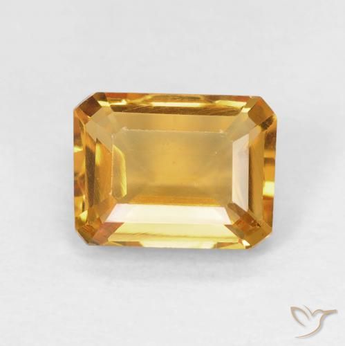 1.42ct Natural Laranja-dourado médio Citrino, Corte Esmeralda, VVS