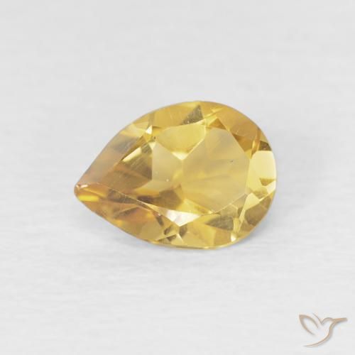 Citrino Dourado claro Natural 0.56ct, Formato de pêra, VVS-VS