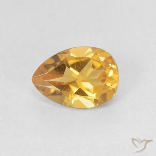 0.70ct Natural Medium Light-Golden Citrino, Formato de pêra, VVS