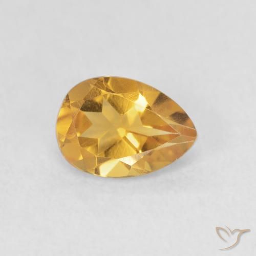 Citrino Medium Light-Golden Natural 0.70ct, Formato de pêra, VVS