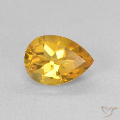 Citrino ouro brilhante Natural 0.76ct, Formato de pêra, VVS