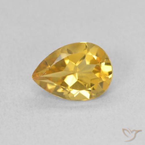 0.62ct Natural Dourado Citrino, Formato de pêra, VVS