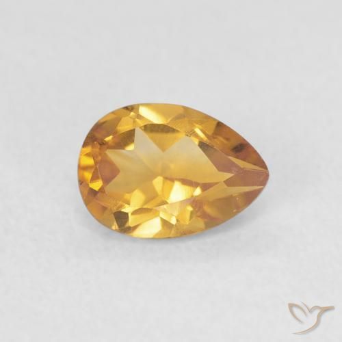 Citrino Laranja Dourada Natural 0.71ct, Formato de pêra, VVS