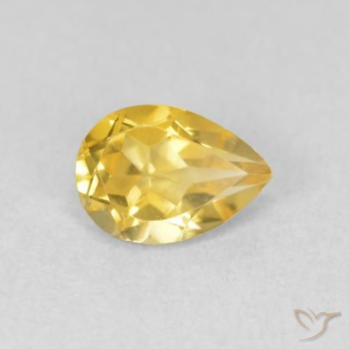 Citrino Amarelo dourado Natural 0.74ct, Formato de pêra, VVS
