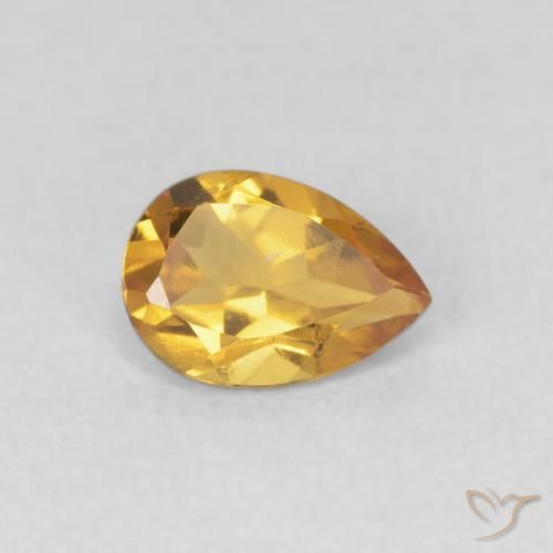 Citrino Laranja Dourada Natural 0.62ct, Formato de pêra, VVS