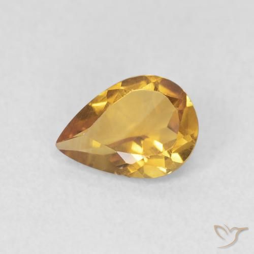0.60ct Natural Medium Light-Golden Citrino, Formato de pêra, VVS