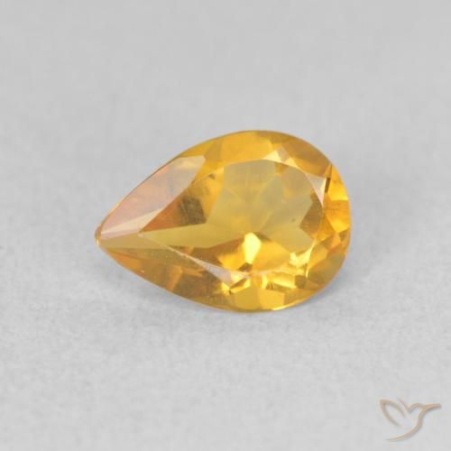 0.58ct Natural Laranja Dourada Citrino, Formato de pêra, VVS-VS