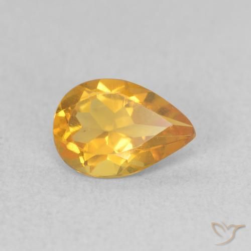 Citrino Laranja Dourada Natural 0.58ct, Formato de pêra, VVS-VS