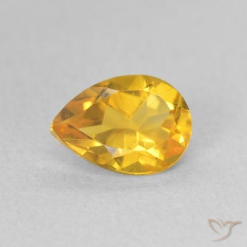 0.71ct Natural Dourado médio Citrino, Formato de pêra, VS