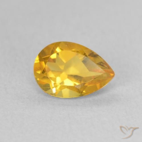 Citrino Dourado médio Natural 0.71ct, Formato de pêra, VS