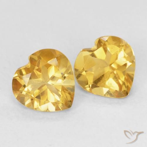 Pedras preciosas de Citrino Dourado médio natural de 1.42 ct, Coração, VVS-VS