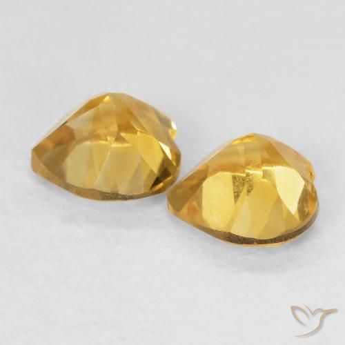 Pedras preciosas de Citrino Dourado médio natural de 1.42 ct, Coração, VVS-VS