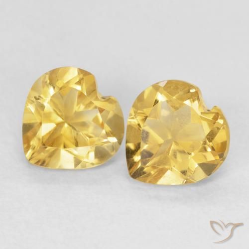 Pedras preciosas de Citrino Dourado médio natural de 1.39 ct, Coração, VVS-VS