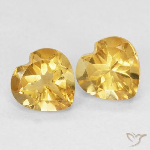 Pedras preciosas de Citrino Dourado médio natural de 1.51 ct, Coração, VVS-VS