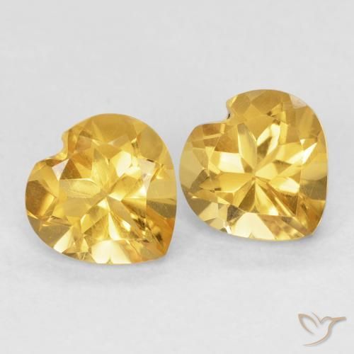Pedras preciosas de Citrino Dourado médio natural de 1.45 ct, Coração, VVS-VS
