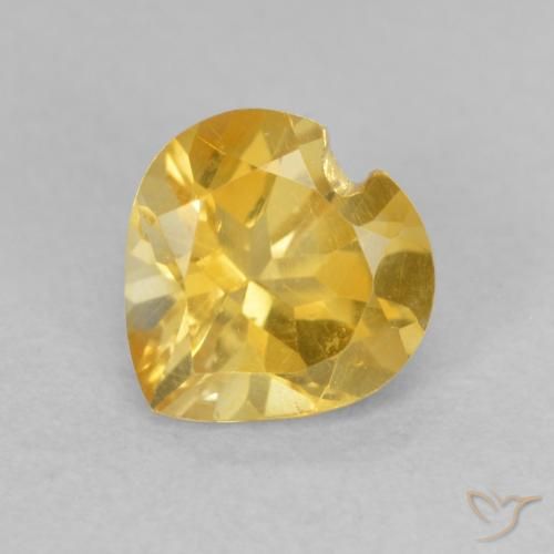 0.80ct Natural Laranja Dourada Citrino, Coração, VVS-VS