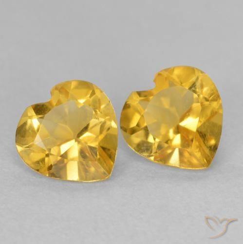 Pedras preciosas de Citrino Dourado médio natural de 1.34 ct, Coração, VVS-VS