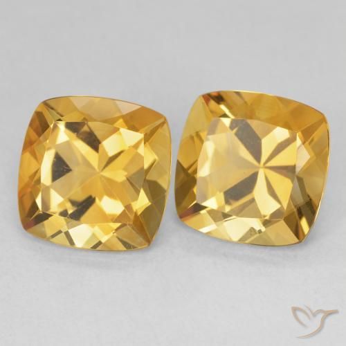 Pedras preciosas de Citrino Laranja Dourado Profundo natural de 7.37 ct, Almofada, VVS