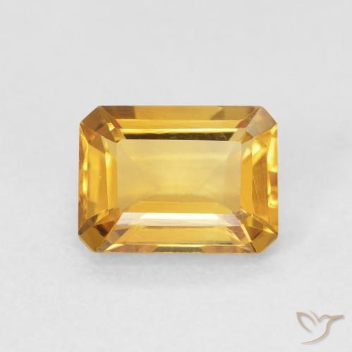 1.59ct Natural Medium Light Orange-Gold Citrino, Corte Esmeralda, VVS