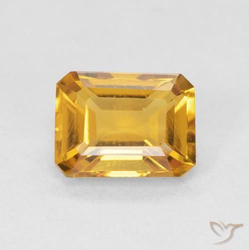 1.58ct Natural Medium Light Orange-Gold Citrino, Corte Esmeralda, VVS