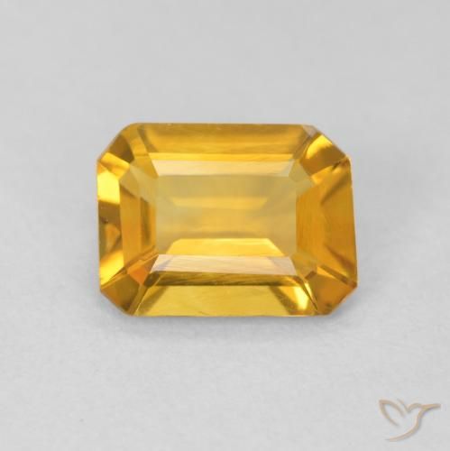 1.13ct Natural Medium Light Orange-Gold Citrino, Corte Esmeralda, VVS-VS