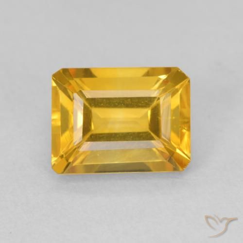 1.60ct Natural Laranja Dourado Profundo Citrino, Corte Esmeralda, VVS-VS