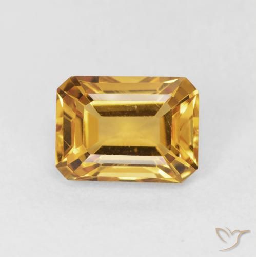 1.52ct Natural Laranja-dourado médio Citrino, Corte Esmeralda, VVS-VS