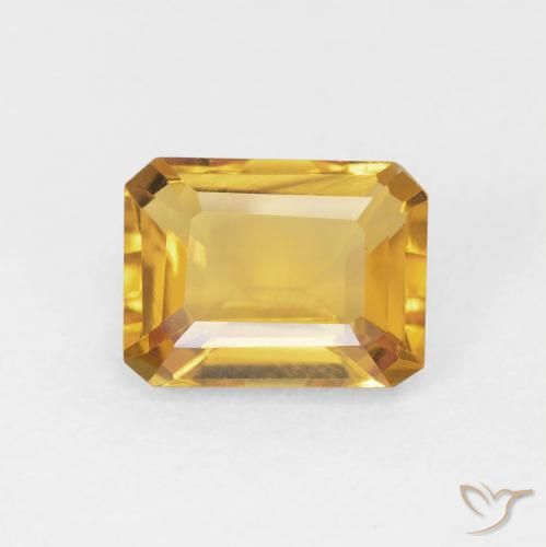 1.44ct Natural Medium Light Orange-Gold Citrino, Corte Esmeralda, VVS-VS