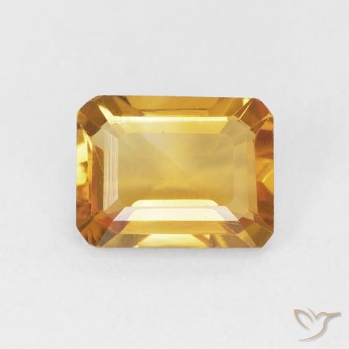 1.42ct Natural Laranja-dourado médio Citrino, Corte Esmeralda, VVS-VS
