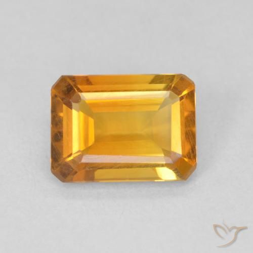 1.13ct Natural Laranja Médio Citrino, Corte Esmeralda, VVS-VS