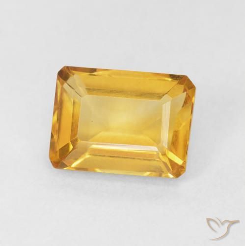 Citrino Laranja Dourada Natural 1.55ct, Corte Octógono / Esmeralda, VVS