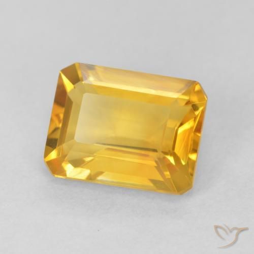 Citrino ouro brilhante Natural 1.51ct, Corte Octógono / Esmeralda, VVS