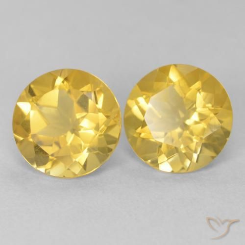 Pedras preciosas de Citrino Dourado médio natural de 3.39 ct, Redondo, VVS-VS