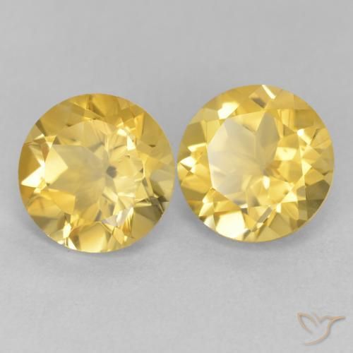 Pedras preciosas de Citrino Amarelo Toscana natural de 3.49 ct, Redondo, VVS-VS