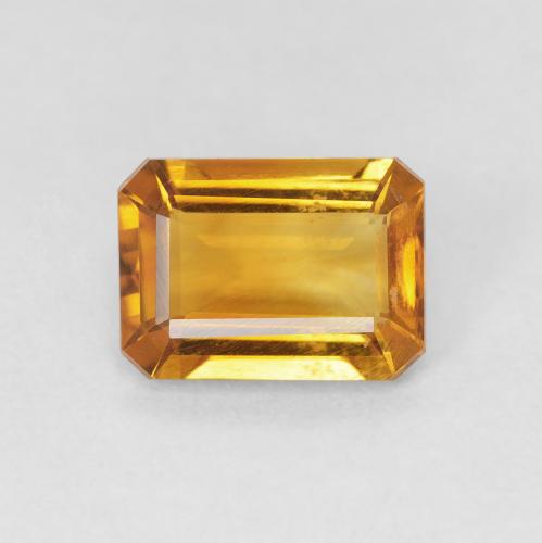 1.11ct Natural Laranja Profundo-Ouro Citrino, Corte Esmeralda, VVS-VS