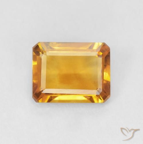 1.23ct Natural Medium Light Orange-Gold Citrino, Corte Esmeralda, VVS-VS