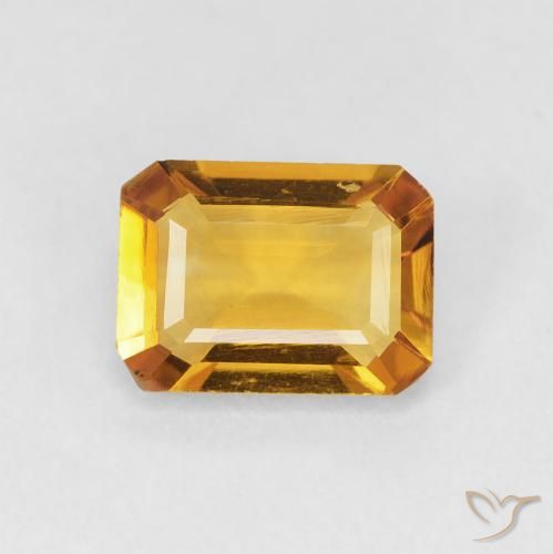 1.23ct Natural Medium Light Orange-Gold Citrino, Corte Esmeralda, VVS-VS
