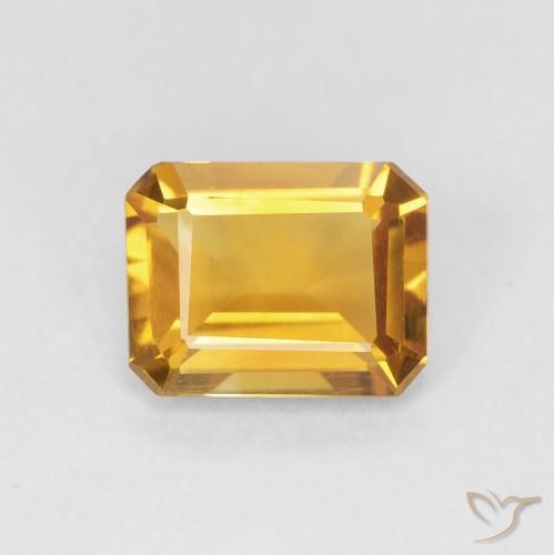 1.29ct Natural Medium Light Orange-Gold Citrino, Corte Esmeralda, VVS-VS