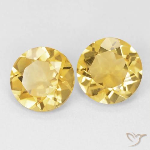 Pedras preciosas de Citrino ouro médio natural de 3.09 ct, Redondo, VVS
