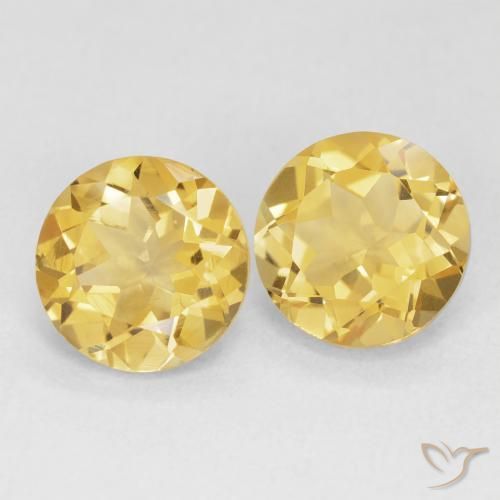 Pedras preciosas de Citrino ouro médio natural de 3.59 ct, Redondo, VVS