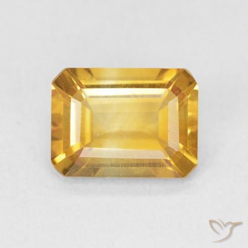 1.43ct Natural Dourado médio Citrino, Corte Esmeralda, VVS